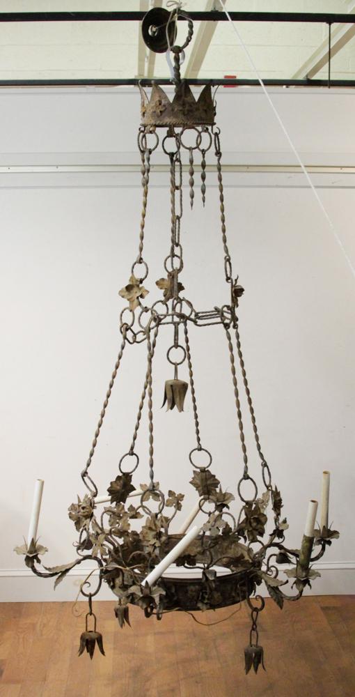 Fancy Wrought Iron Floral Hanging Chandelier (1 of 6)