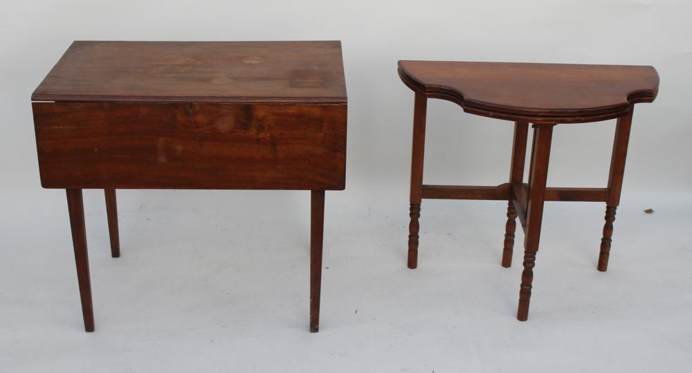 Early Drop-leaf Table and Games Table: Early drop-leaf table with games table. Provenance: Palm Beach, Florida estate.