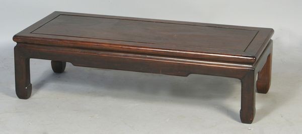 19th C. Chinese Teak Wood Low Table: 19th Century Chinese teak wood low table, 10"h x 36" x 16". Good condition.