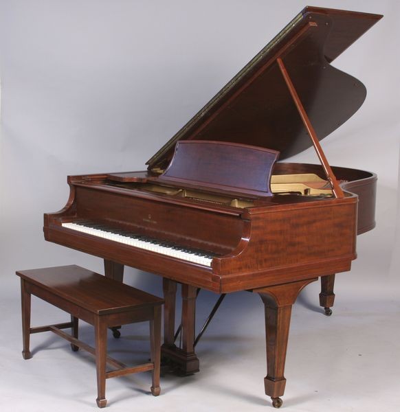 C. 1928 Steinway & Sons Mahogany Grand Piano: Circa 1928 Steinway & Sons mahogany grand piano with mahogany bench, plate casting number# 12/14R 6431, L model, piano is 38 1/2"h x 72"l x 60"w. Newer pads and restrung, professional restoration.