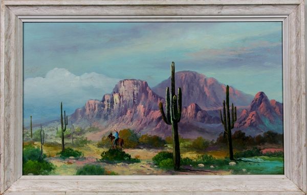 Bard, Western Landscape, O/B : Bard, western landscape, oil on board, signed and dated "1964" lower right, 20" x 32". Provenance: From the 20th Century Props lighting collection in Hollywood, C.A.