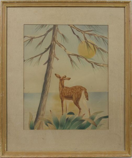 Roswell Graves, Landscape with Young Deer," W/C: Roswell Graves (American, 1836-1873), landscape with young deer, watercolor on paper, signed lower right, 25 1/2" x 23 1/2" frame size. Provenance: From the 20th Century Props collection in Hollywood,