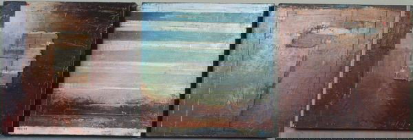 Kathryn Frund, "To Hold Sacred # 8", Mixed Media: Kathryn Frund (American, Late 20th Century), "To Hold Sacred # 8", mixed media on board, triptych, signed lower left, 11" x 11". Good condition.