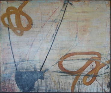 Bernd Haussmann, Abstract, Painting on Board: Bernd Haussmann (American, late 20th Century), abstract, oil on board, signed and dated verso "2003", 40" x 48", unframed. Good condition.