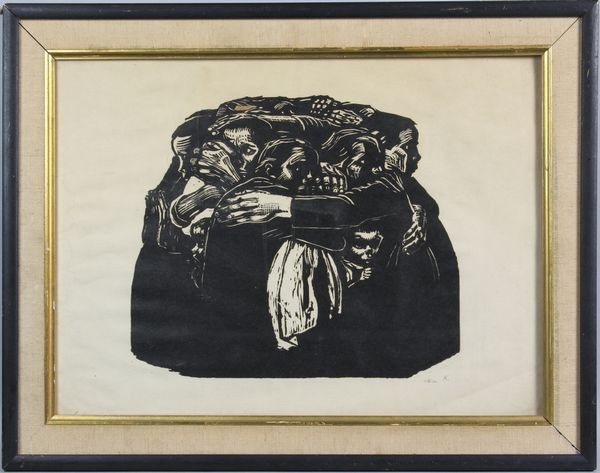 Kathe Kollwitz, Signed Woodblock Print : Kathe Kollwitz (German, 1867-1945), woodblock print, signed in pencil "K," 11 1/2" x 15 1/2", 14 1/2" x 18 1/2" frame size.