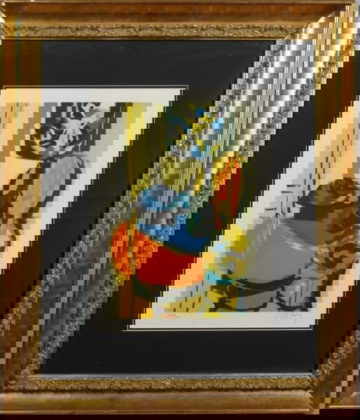 Marcel Mouly, Abstract Interior, Lithograph: Marcel Mouly (French, 1918-2008), Abstract Interior, signed in pencil and numbered 157/300, 14" x 19", 29" x 22" frame size. Good condition.