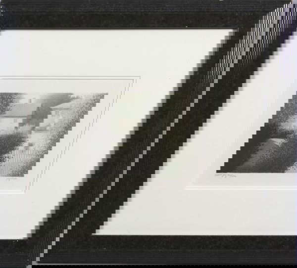 Robert Kipniss, Landscape of House, Mezzotint: Robert Kipniss (American, b. 1931), Landscape with House, mezzotint, signed in pencil, artist's proof 13/300, 5" x 6 1/2", 16 x 17 1/2" frame size.