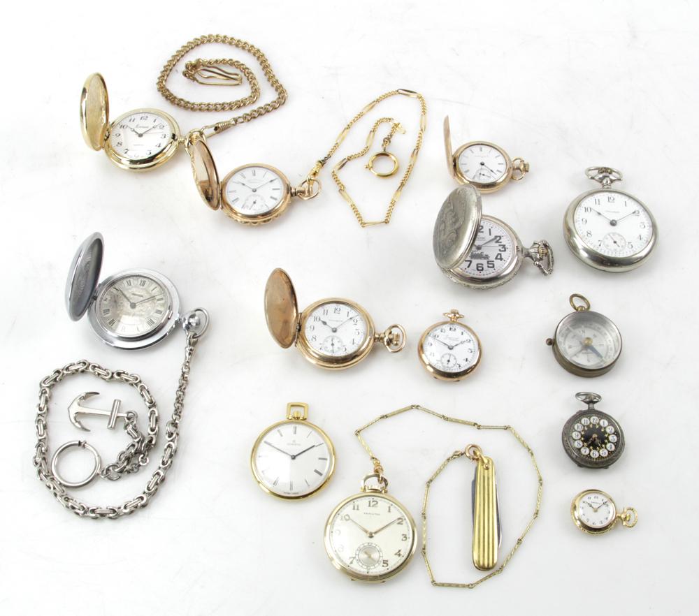 Collection of Twelve Gold Fill or Plated Pocket Watches (1 of 12)