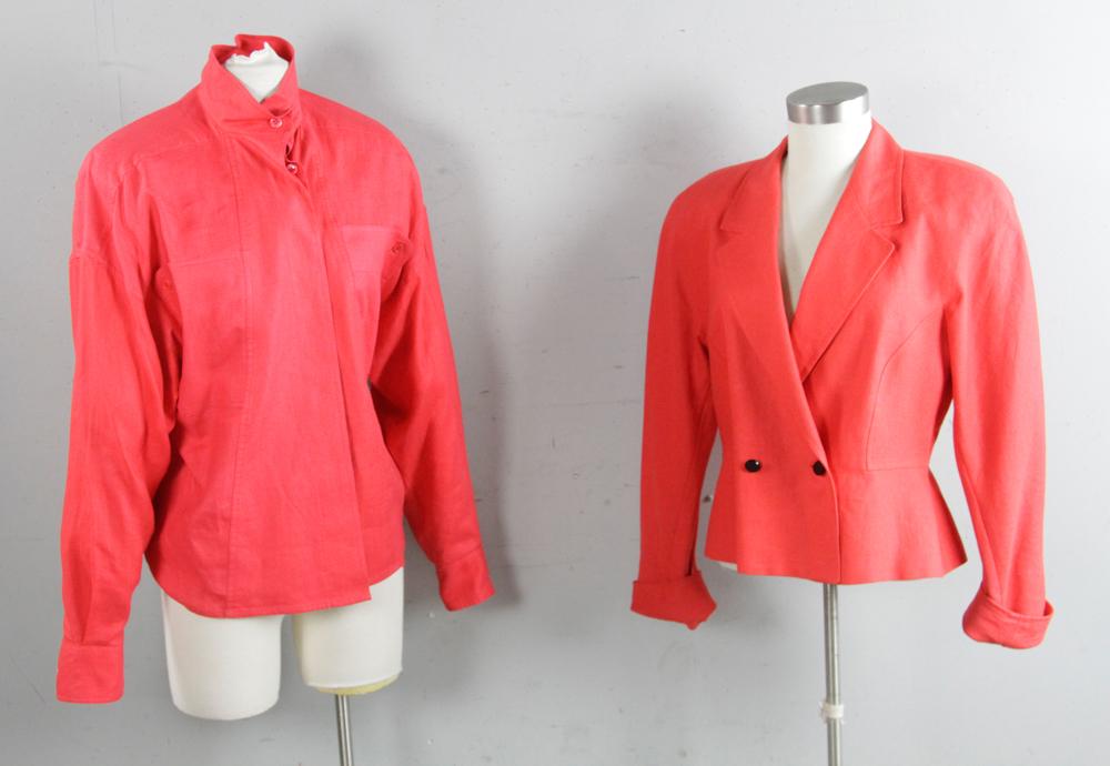 Karl Lagerfeld Blouse, Max Mara Blazer: Karl Lagerfeld ladies' blouse, size 6, and Max Mara red blazer, size 8.