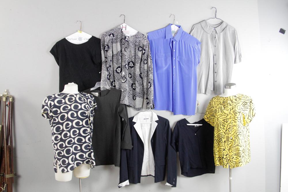 Ladies Blouses, Escada, Giorgio Armani, Sander: Group of nine ladies' blouses, to include Escada, Giorgio Armani, Jill Sander, etc. Size 10.