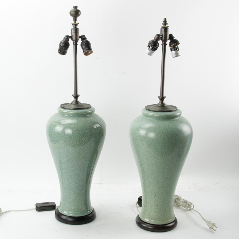 Pair of Chinese Celadon Lamps (1 of 6)