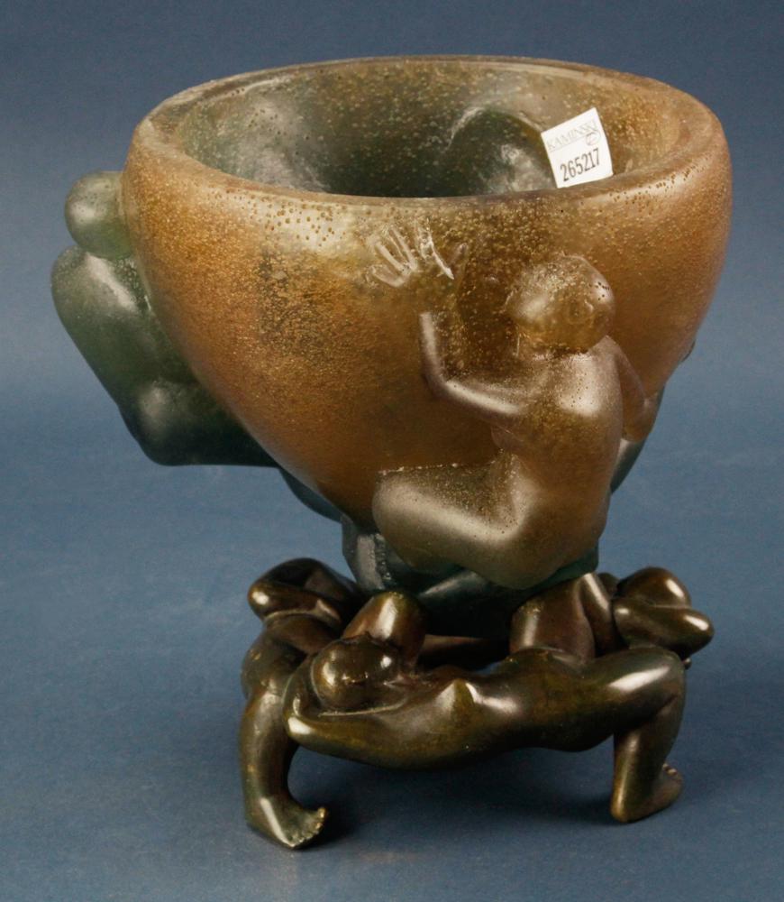 Daum Nancy, Glass Bowl on Bronze Stand (1 of 9)