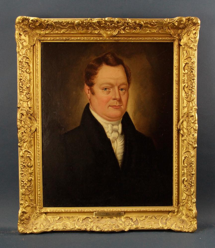 P. Moscheles, Portrait of Gentleman, Oil on Canvas: Labeled P. Moscheles, portrait of a gentleman, oil on canvas, 20" x 16", framed 25" x 21". Provenance: Estate of August van der Becq, Westport, Connecticut.