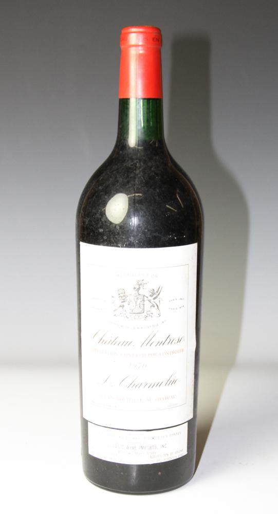 1970 Chateau Montrose L. Charmolue Magnum: 1970 Chateau Montrose L. Charmolue, magnum. Stored in climate-controlled wine cellar. Provenance: Pier 4 Anthony Athanas collection of vintage wines.