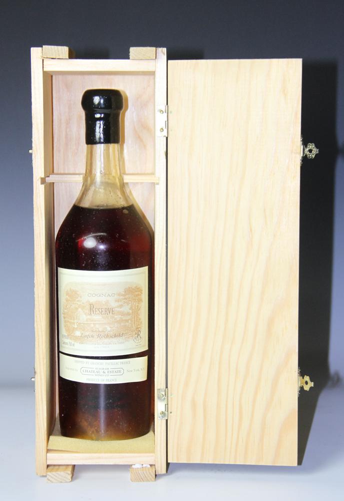 Cognac Reserve Lafite Rothschild: Cognac Reserve Lafite Rothschild, 750ml. Stored in climate-controlled wine cellar. Provenance: Pier 4 Anthony Athanas collection of vintage wines.