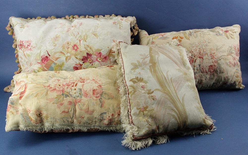 Four Aubusson Pillows: Aubusson pillows, lot of (4). Provenance: Palm Beach, Florida estate.