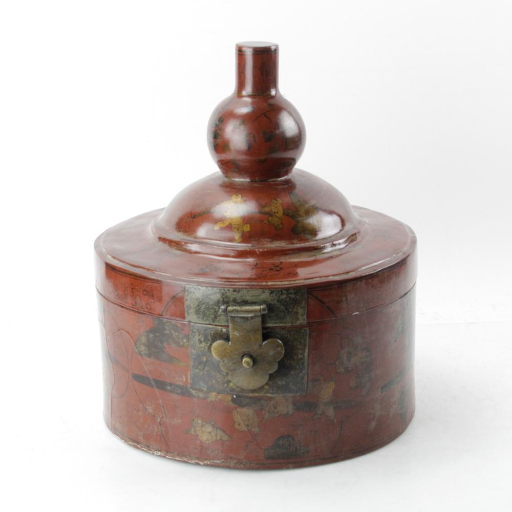 19thC Chinese Lacquer Hat Box (1 of 7)