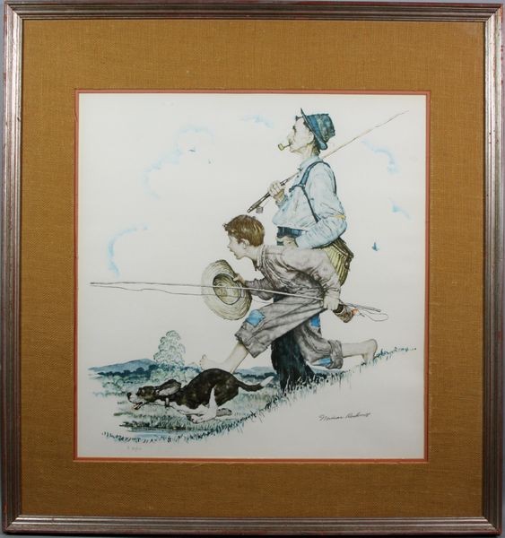 Norman Rockwell, "Grandpa and Me: Fishing," Print: Norman Rockwell (American, 1894-1978), "Grandpa and Me: Fishing," color lithograph, signed in pencil by the artist lower right, F 80/100, 24" x 23 3/4" sight size, 35 1/4" x 32 3/4" frame size. Appear
