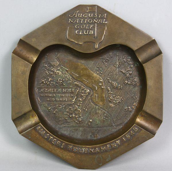 Augusta National Gold Club Bronze Tray: Rare Augusta National Golf Club bronze tray from the 1943 Masters Tournament, marked "Black Starr & Gorham."