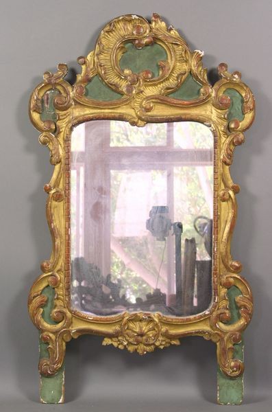 Late 18th/Early 19th C. Venetian Hand Carved and : Late 18th/early 19th Century Venetian hand carved and gilt decorated mirror, 31"h. x 18"w. Age cracks and gilt loss.