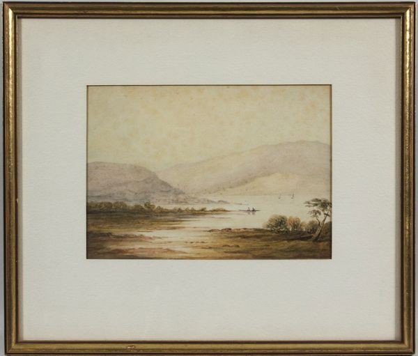 William Trost Richards, W/C: William Trost Richards (American, 1833-1905), watercolor on paper, signed and dated lower right " WT Richards 1896", 6" x 8 1/2", 12 1/4" x 14 1/4" frame size.