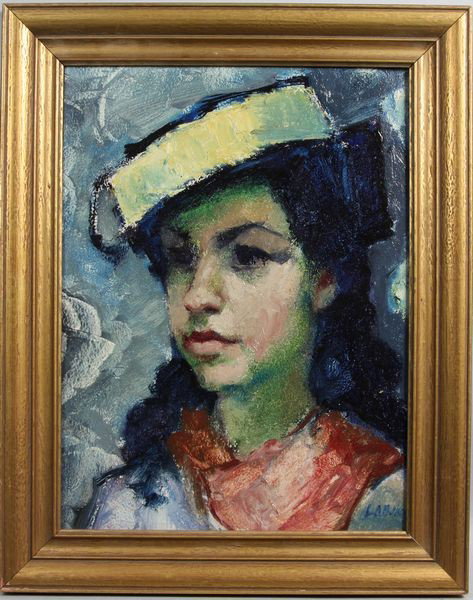 Lanskoy, Lady with Hat, O/Artist Board: Russian School, 20th Century, lady with hat, oil on artist board, signed "Lanskoy" (Andre Lanskoy, Russian-born French, 1902-1976), 15 1/2" x 12", 19 1/2" x 15 1/2" frame size.