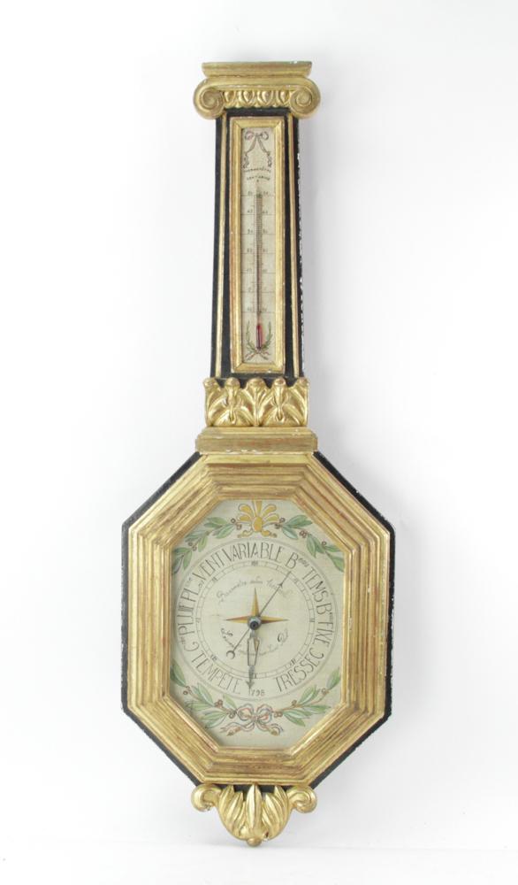 French Carved Parcel Gilt Wood Barometer (1 of 8)