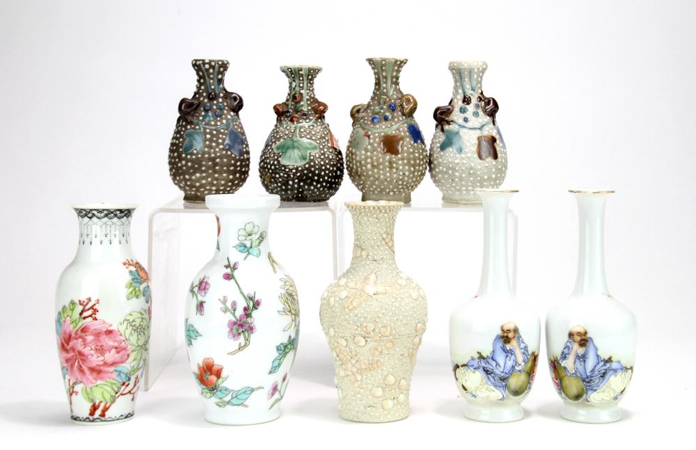 Nine 20thC Chinese Miniature Porcelain Vases (1 of 5)