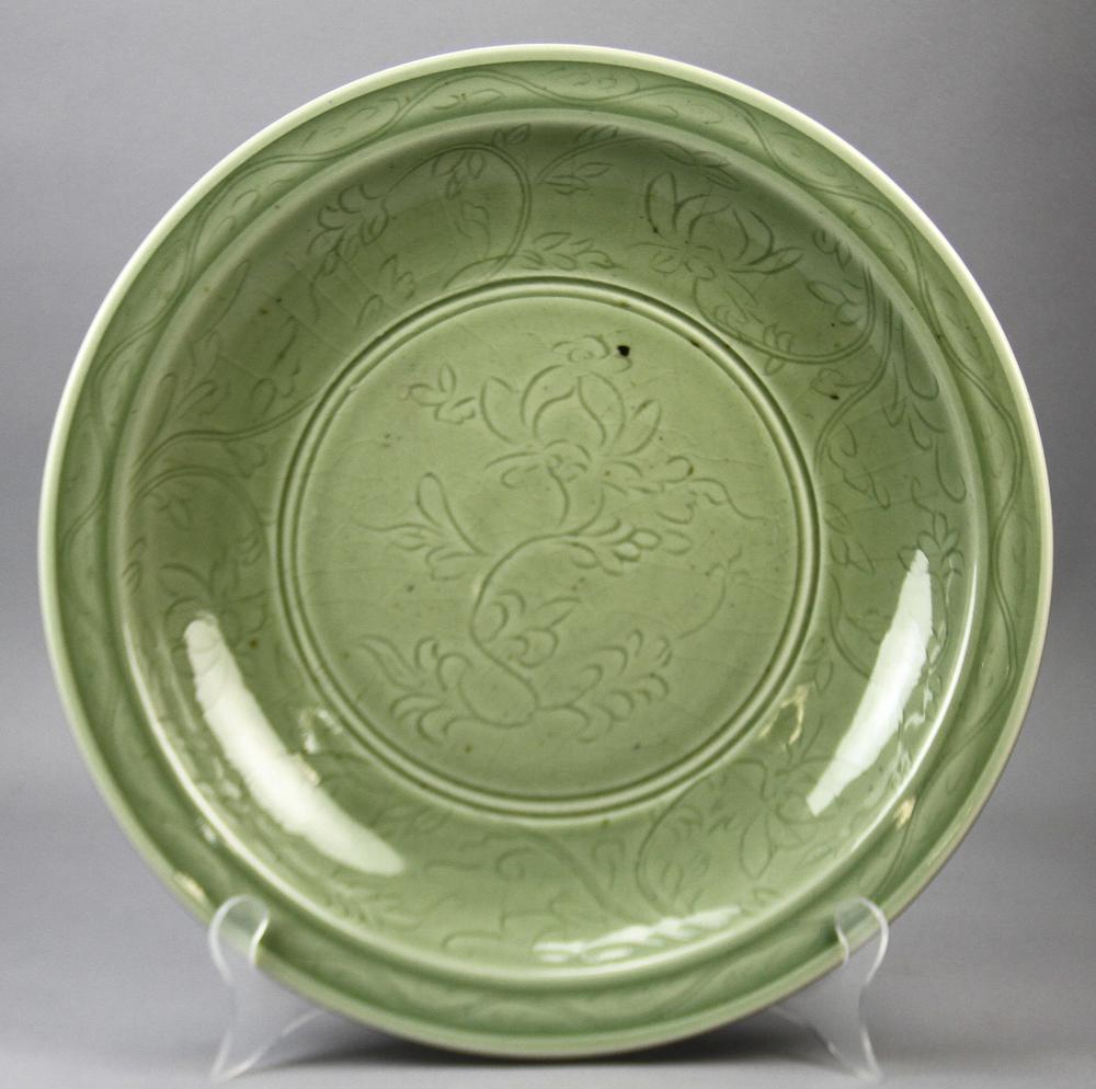 A Molded Chinese Celadon Plate (1 of 3)