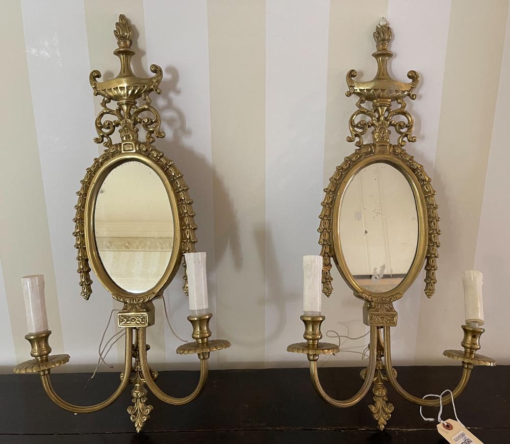 Pair of Adam Style Brass Wall Sconces (1 of 3)