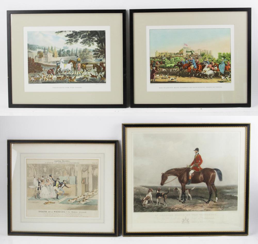 Group of (4) Antique Equestrian Colored Prints (1 of 15)