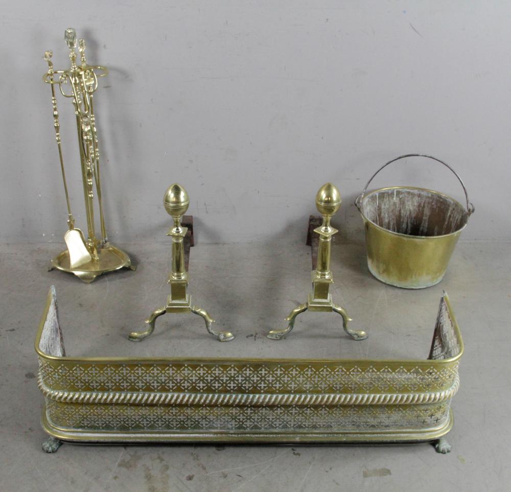 Chippendale Brass Andirons, Fender, Bucket (1 of 13)