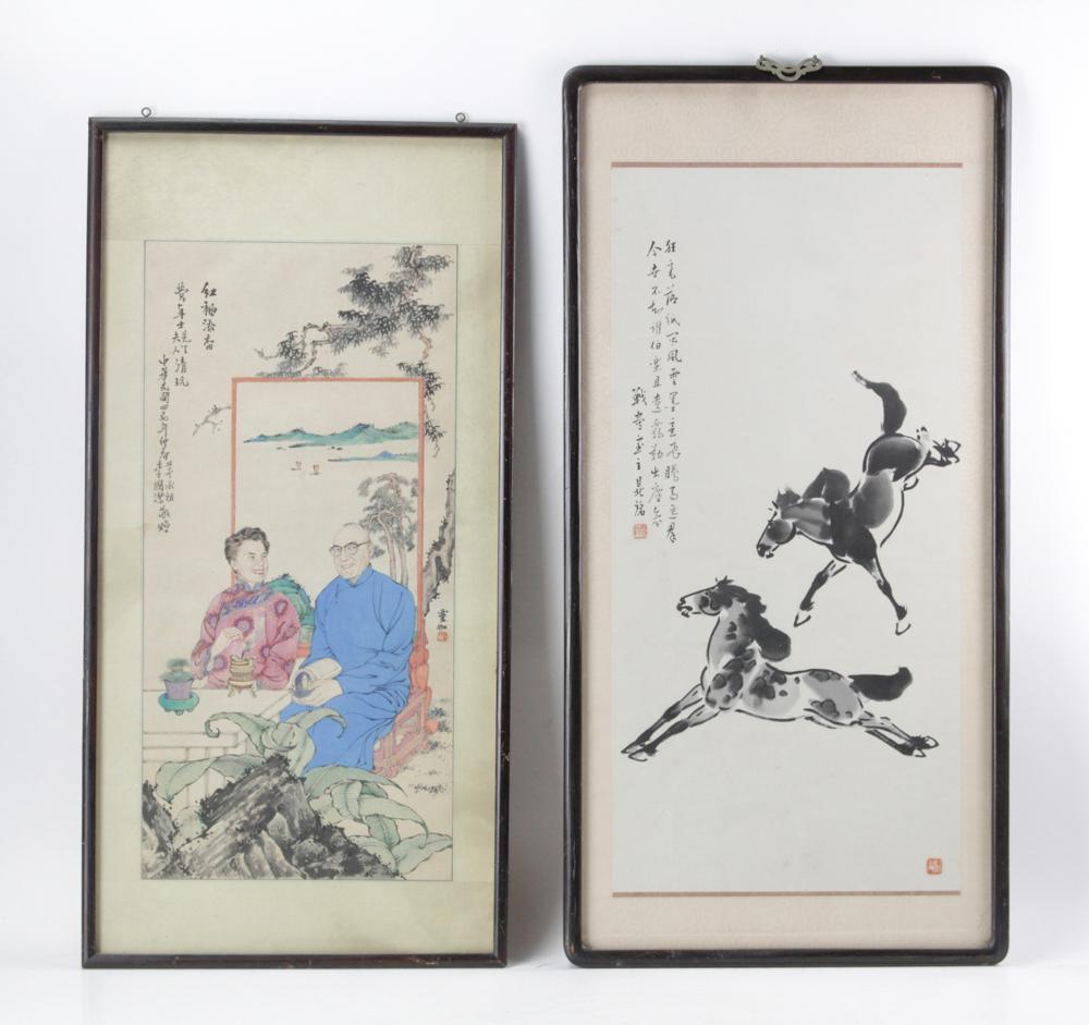 Framed Chinese Scrolls: Chinese scrolls, framed, lot of (2). Provenance: New York City, New York collection.