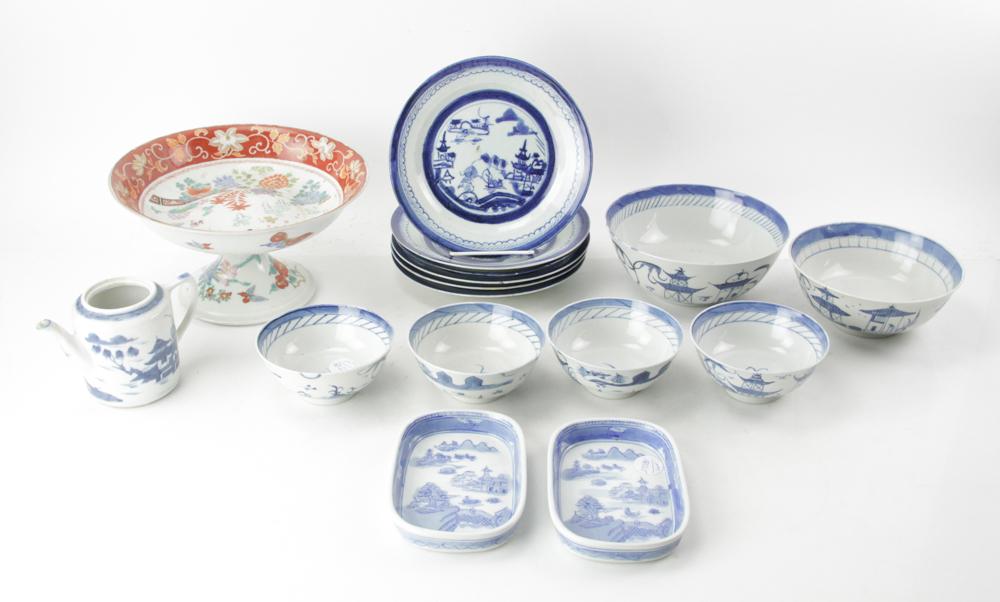 Chinese Canton Plates, Bowls, Teapot (1 of 15)