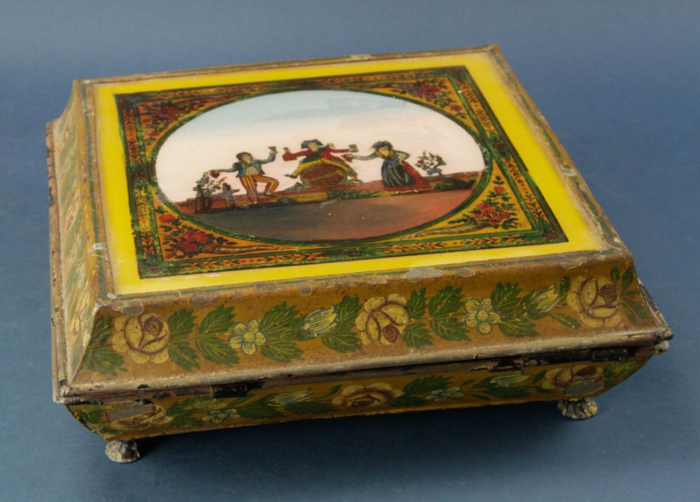 Mid 19thC Toleware Box with Reverse Painting (1 of 6)