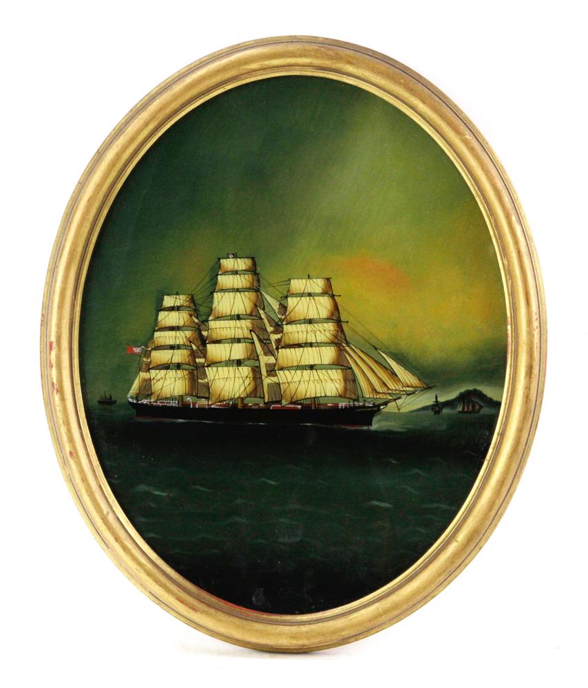 Reverse Painting on Glass of British Ship (1 of 5)
