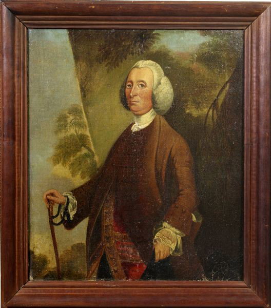 18th C. Portrait of Lord Oriole, O/C: 18th Century portrait of Lord Oriole or Judge Foster, last speaker of the North Irish Parliament, inscription and labels verso, oil on canvas, 14" x 12", 16 1/2" x 14 1/2"frame size. Original finish.