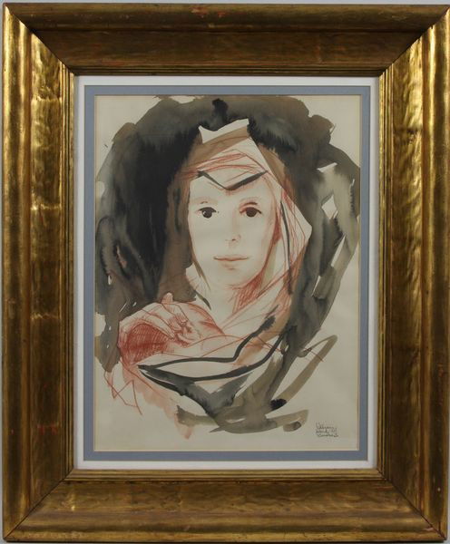 William Ward Beecher, Portrait of a Young Woman,: William Ward Beecher, portrait of a young woman, w/c and red chalk drawing, 12" x 16", 23 1/2" x 19 1/2" gold gilt frame size, signed lower right and dated '1953'. Good condition.