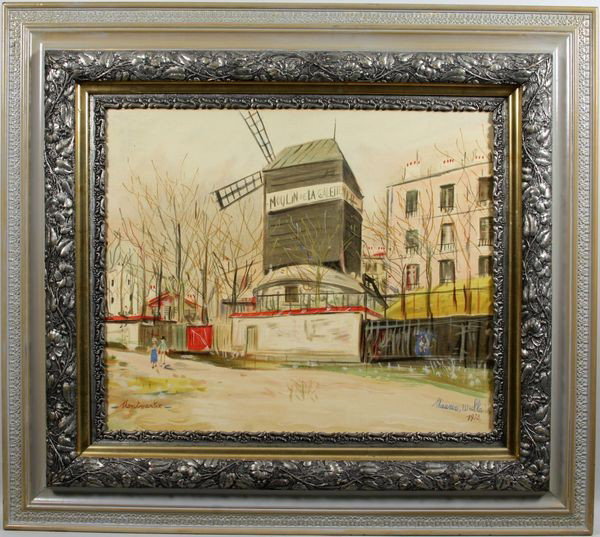 Maurice Utrillo, "Montmartre, 1938", Print on Sub: Maurice Utrillo (France, 1883-1955), "Montmartre, 1938", print on substrate, 20" x 24", in frame 31" x 37". Good Condition.
