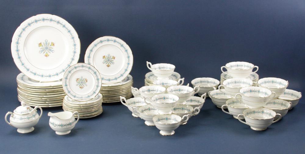 English Coalport Geneva China Set: English Coalport china set, "Geneva" pattern. Provenance: Swampscott, Massachusetts collection.