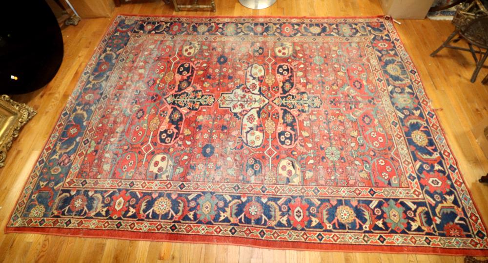 Antique Persian Mahal Rug: Antique Persian Mahal rug, 12' 1" x 8' 10". Provenance: West Palm Beach, Florida estate.