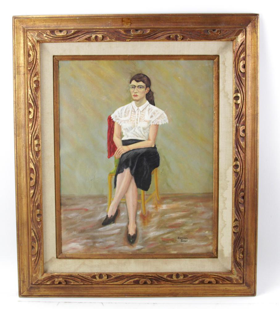 Raphael Soyer, Woman in Chair, Oil on Canvas: Raphael Soyer (Russian-American, 1899-1987), woman in chair, oil on canvas, circa 1940, signed L/R, 20" x 15", in original carved frame 28 1/2" x 24 1/2". Provenance: Salem, New Hampshire collection.