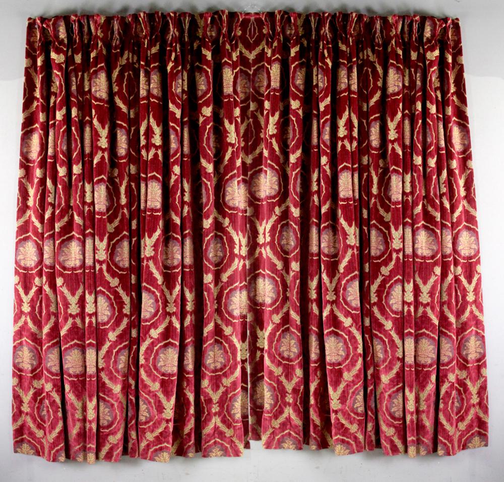 Pair of Fancy Drapes: Pair of fancy drapes in excellent condition, 95" H x 78" top x 174" bottom; original cost $3500. Provenance: a Fort Lauderdale, Florida estate.