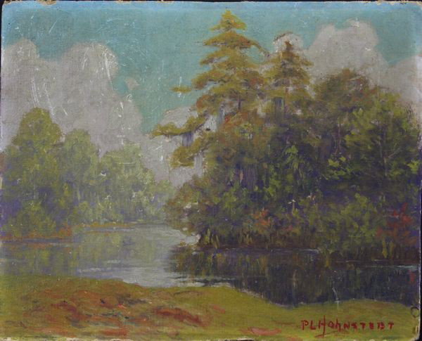 Scandinavian School, Landscape, O/B: 19th century Scandinavian school, landscape, oil on board, signed "P.L. Hohnstamt" lower right, 8" x 10" unframed. Abrasions, edge scrapes.