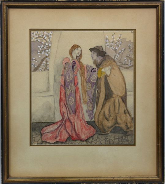 Everett Shinn Illustration, W/C: Everett Shinn (American, 1876-1953) illustration, watercolor, signed lower right, 9 1/2" x 8 1/2" sight size, 15" x 13 1/4" frame size. Good condition.