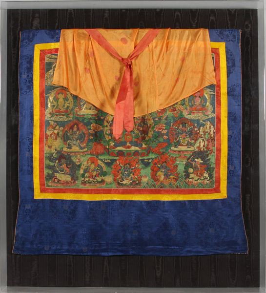 Tibetan Tangka: Tibetan Tangka, Tibet, 19th century, painted with Buddhist religious figures in color, framed.