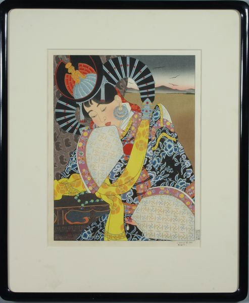 Jacoulet, Woodblock Print: Paul Jacoulet, "L'Etoile De Gobi Mongole", woodblock print, signature and seal in image, Japanese characters on side of print, title below print, archival framing, 15 1/2" x 11 3/4" (sight), 25" x 21"
