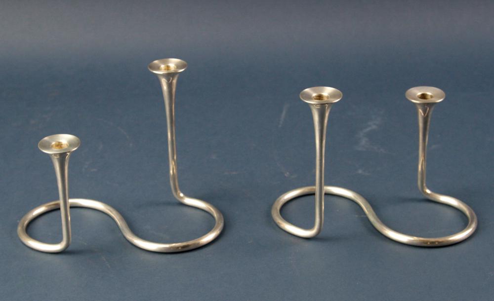 Pair of Sterling Double Candlesticks, A. Michelsen (1 of 6)