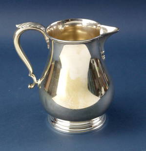 Gorham Sterling Pitcher: Gorham sterling pitcher, 8" x 8". Approximately 26.0 troy oz. Provenance: Furnishings from the Park Avenue home of a New York socialite. PLEASE NOTE: payment for silver, gold, jewelry, and coins