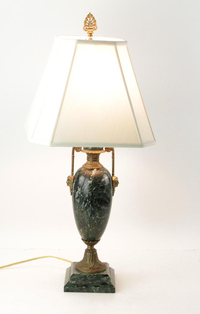 Empire Style Marble Lamp with Silk Shade (1 of 10)